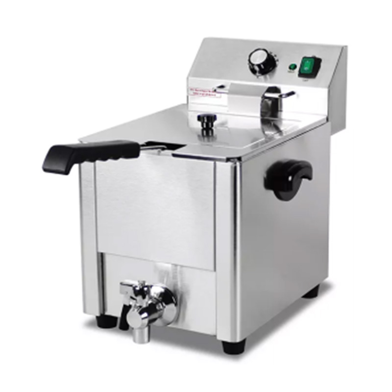 Friteuse électrique commerciale de comptoir en acier inoxydable à panier unique et valve
